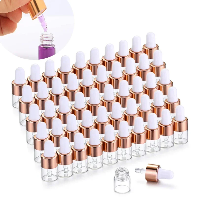 

200Pcs Clear/Amber Glass Dropper Bottles Essential Oil Bottles Refillable Sample Vials Aromatherapy Perfume Liquid Containers