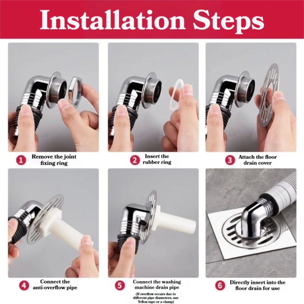 Plastic Washing Machine Drain Cover 2-In-1 Three-Way Drain Connector Adapter Overflow-Proof Odor-Proof Universal Drain Adapter