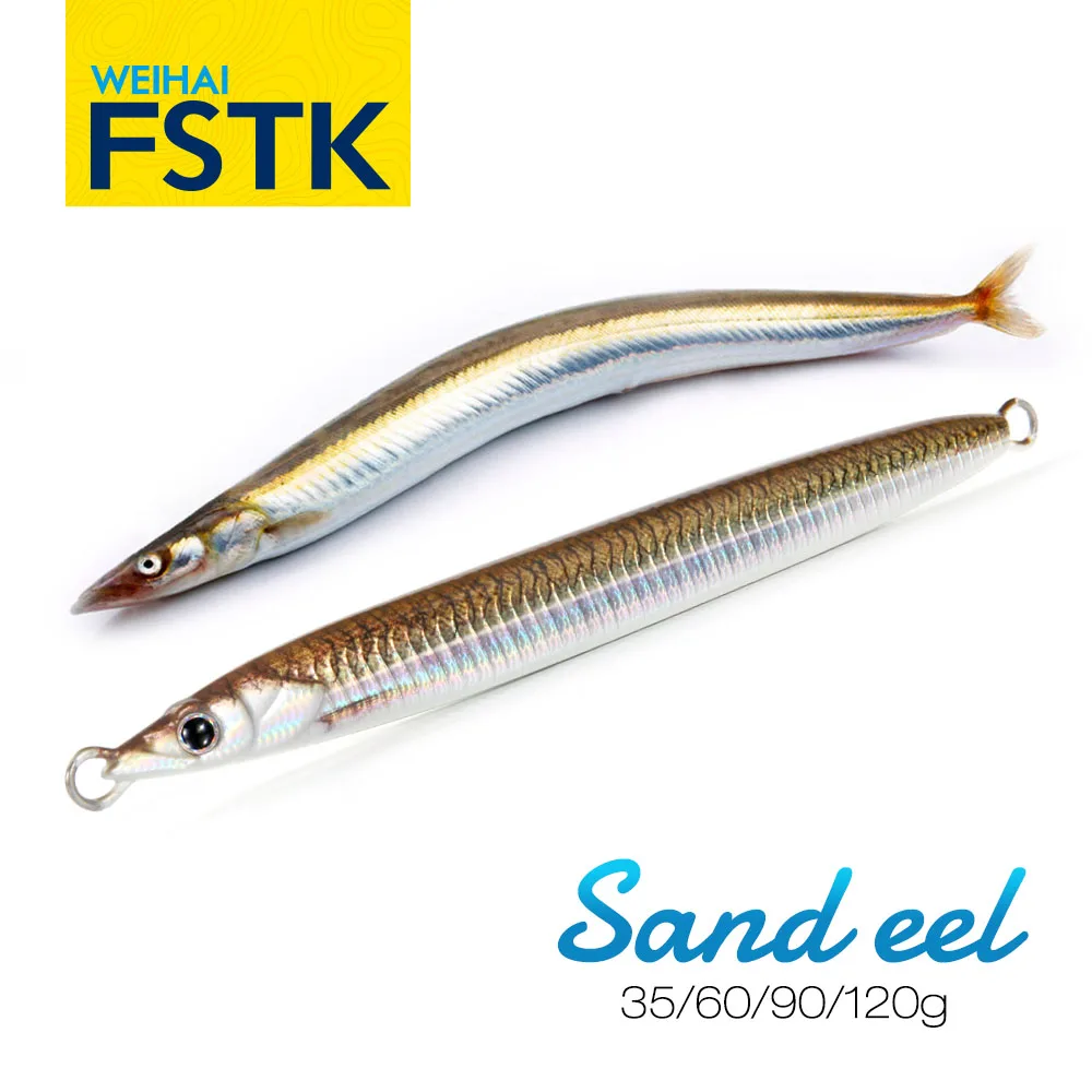 2024 FSTK Sand Eel Jig 35g60g90g120g Fast Sinking Shore Jigging Lifelike Jig Offshore Long Cast Sea Fishing Lure Artificial Bait