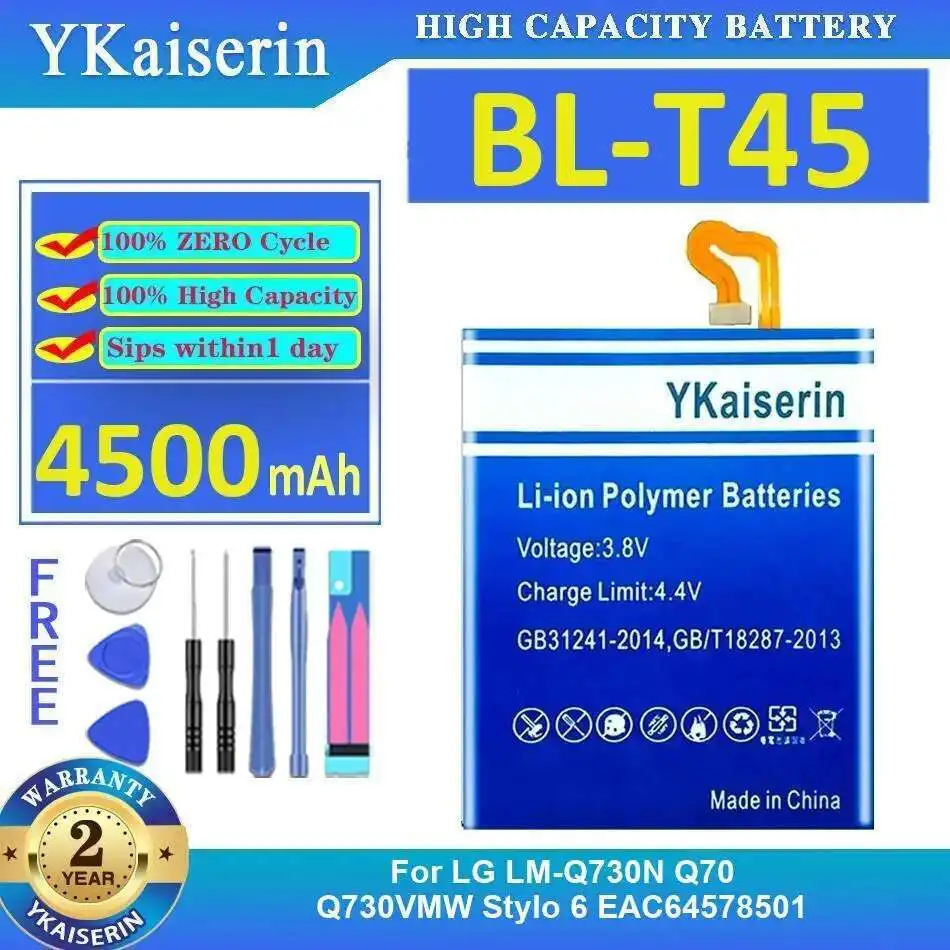 

Long-Lasting Performance 4500Mah For LG LM-Q730N Q70 Q730VMW Stylo 6 EAC64578501 Mobile Phone Battery BL-T45
