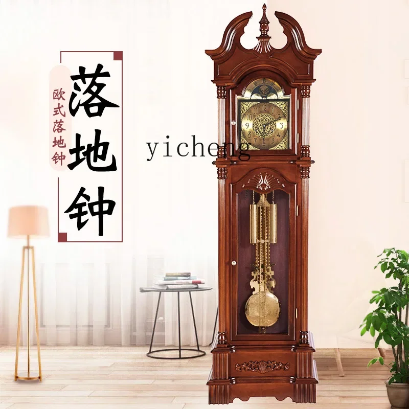 8- Vertical the Grandfather Clock Living Room New Chinese Retro Mechanical Clock Clockwork Solid Wood Large Clock