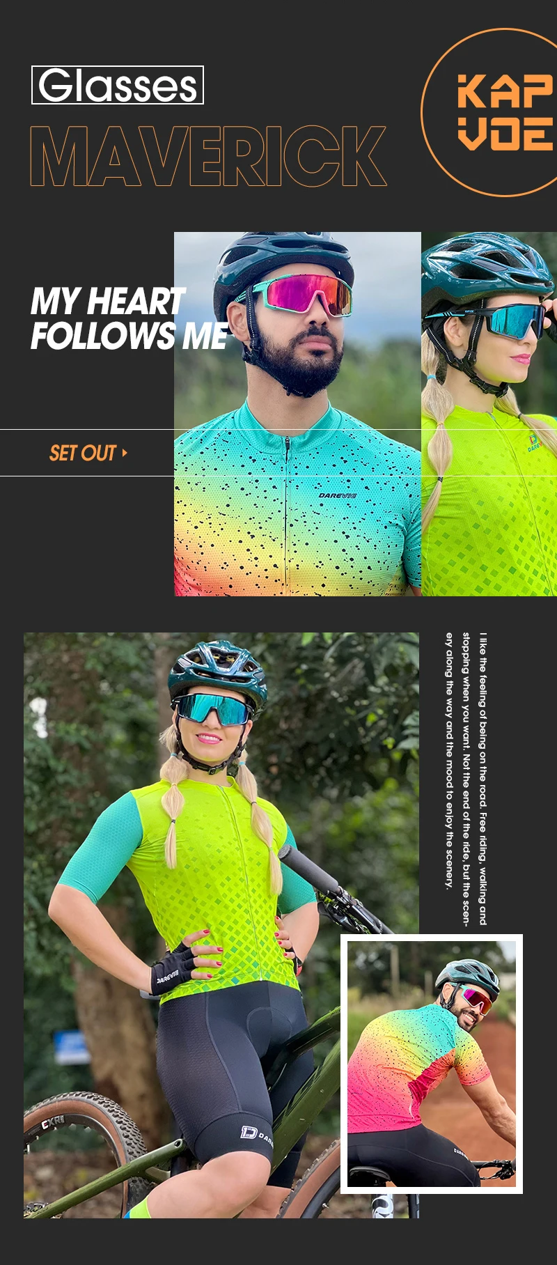 Kapvoe Radfahren Brille MTB Reiten Laufen Sonnenbrille UV400 Skifahren Angeln Klettern Brille Mann Frau Fahrrad Brillen – Detail 13