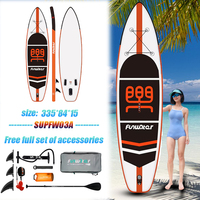 FunWater SUPFW03A 11' Inflatable Stand Up Paddle Board with Complete Accessories - White Orange Design, Non-Slip Deck, 335cm Length for Adult Surfing Beach Water Sports, Includes Paddle Pump Backpack Carry Bag