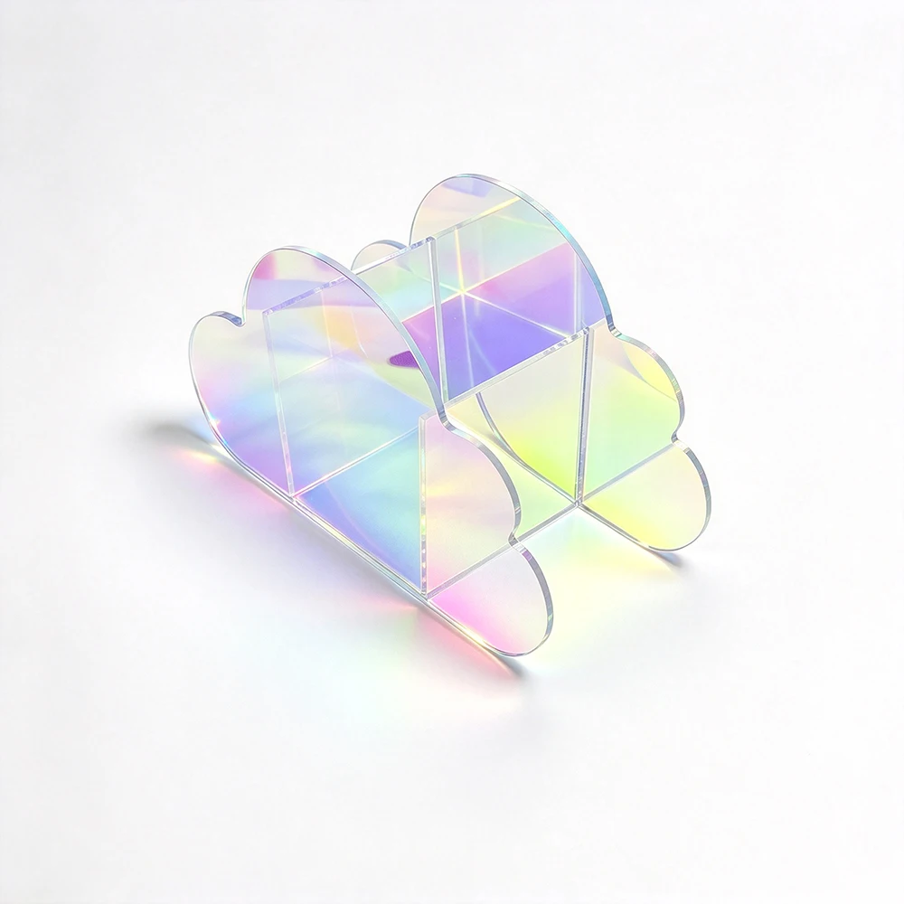 Iridescent Cloud Acrylic Pen Holder, Multi Compartment Desktop Organizer, Large Capacity Storage for Pens, Paint Brushes, Makeup