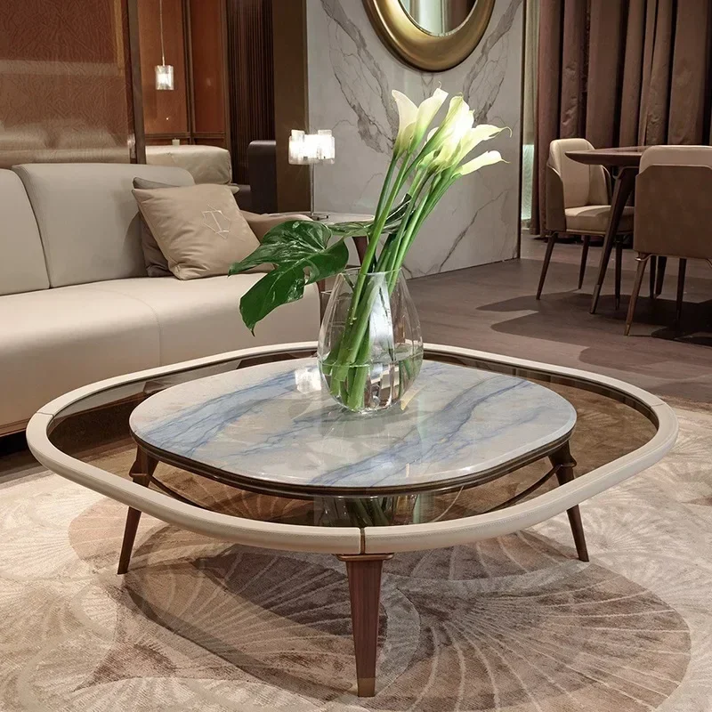 

Italian Light Luxury Modern Solid Wood Marble Living Room Minimalist Coffee Table