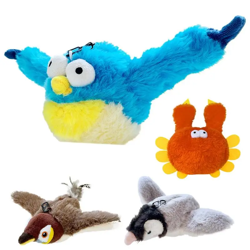 Pet Plush Electric toys Simulation crab swing-wing bird Pet Teasing Cat Dog Toys Interactive Automatic Chirping Toy Pet Supplies