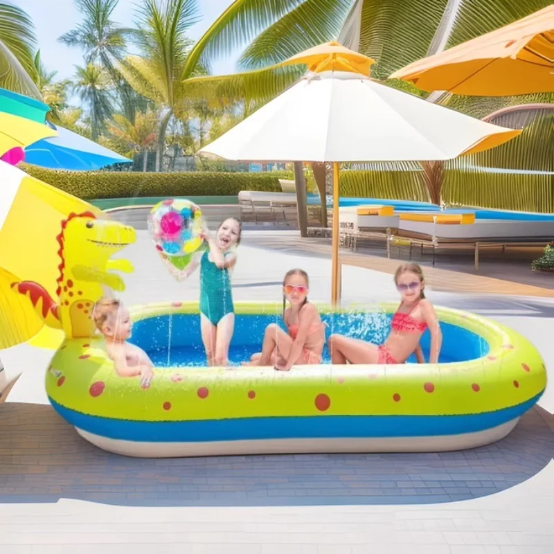 Inflatable Dinosaur Spray Water Pool Multi-function Ball Pit Kids Birthday Gift Outdoor Backyard Play Toy for Summer Party