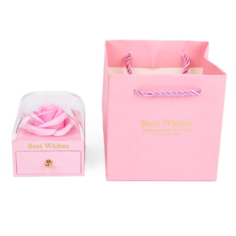 Paper Rose Jewelry Box Sponge Core Macaron Color Series Floral Gift Box Flower Shaped Artificial Rose Decor