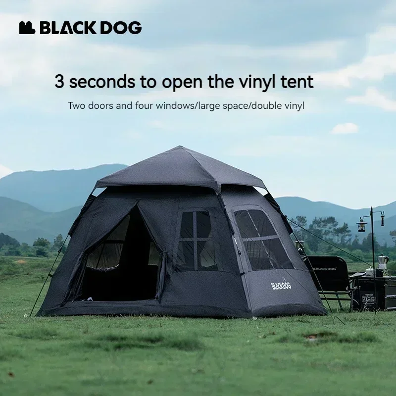 BLACK DOG Tent Waterproof Automatic One-touch Ultralight Portable Folding Beach Large Pyramid Travel Tents for Family Camping