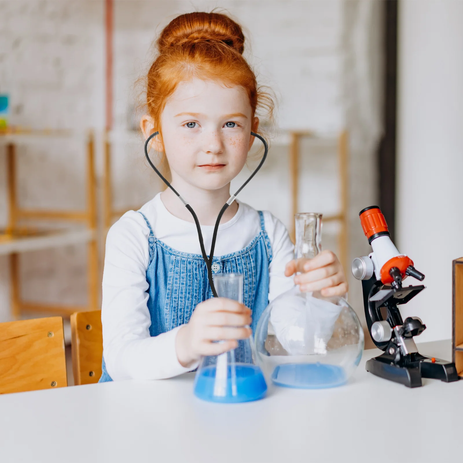 4 個の聴診器プロッププラスチック頑丈なロールプレイドクターキット子供の早期学習ハロウィーンの装飾医療教育補助