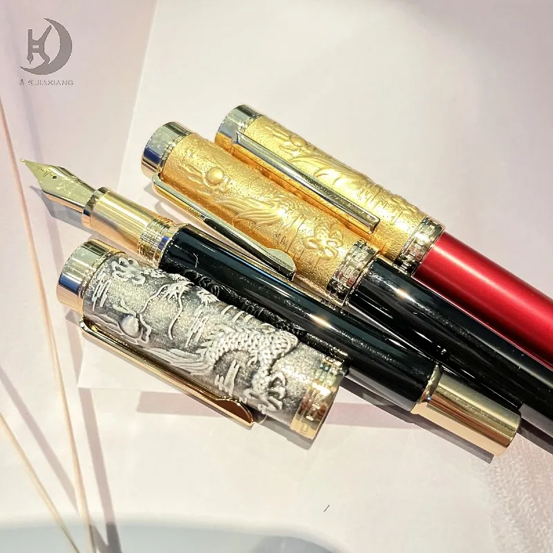 

Ручка для бизнеса с иридиевой каллиграфией и классическим дизайном с серебряной отделкой и конвертером