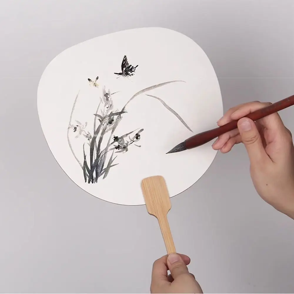 

5Pcs Double-side Paper Hand Fans DIY Painting Handheld Blank Paper Fan Portable with Tassel Hand Painting Graffiti Fans Summer