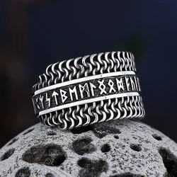 Vintage 2022 New 316L Stainless Steel Odin Norse Viking Amulet Rune MEN Ring Fashion Words Retro Jewelry Boyfriend Gift