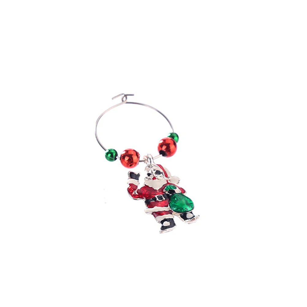

6 Pcs Christmas Glass Charms Elegant Decorative Rings Charms Markers Christmas Party Gifts Metal