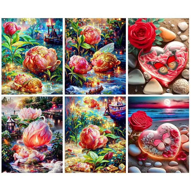 

CHENISTORY Diamond Painting Fantastic Flowers 5D DIY Diamond Embroidery Sale Cross Stitch Full Square Round Mosaic Home Decor