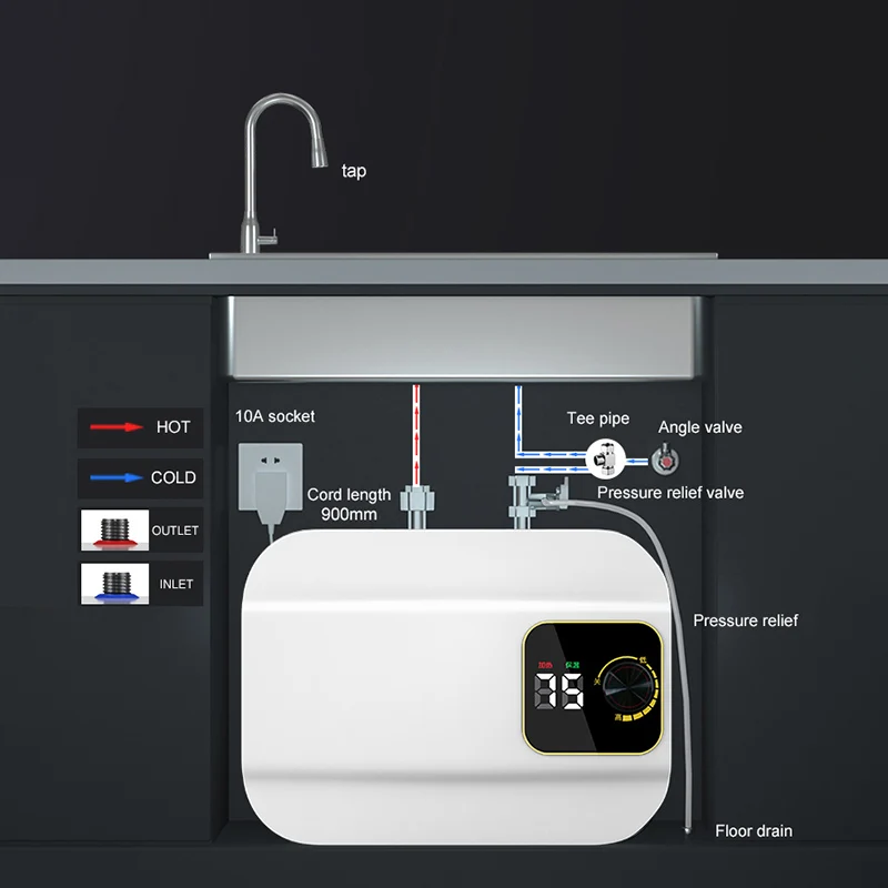 Factory Price 8 Liters Mini Compact Tank Boiler Chauffe Eau Storage Electric Hot Water Heaters for Bathroom Shower