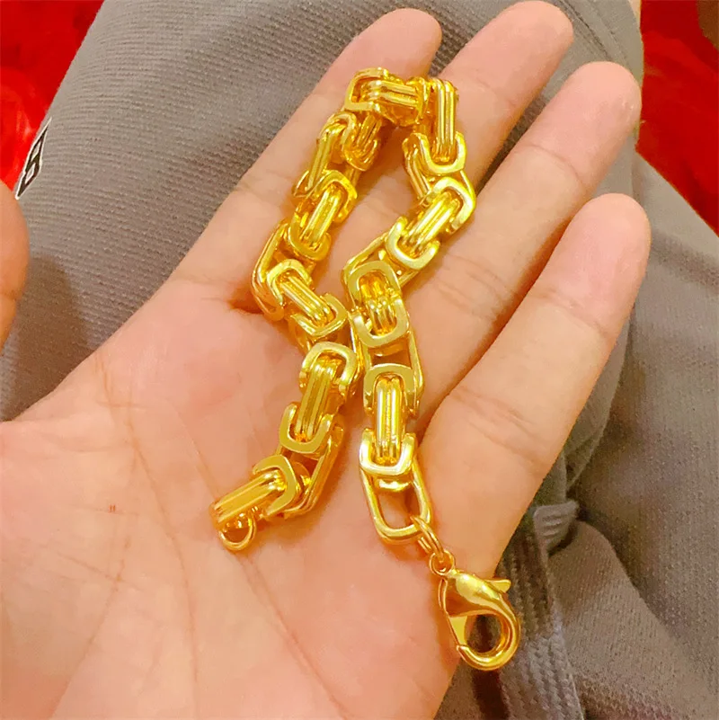 Luxury 24K 9999 Pure Gold real gold Buckle Bracelet Tuhao Men's Clip Buckle Bracelet