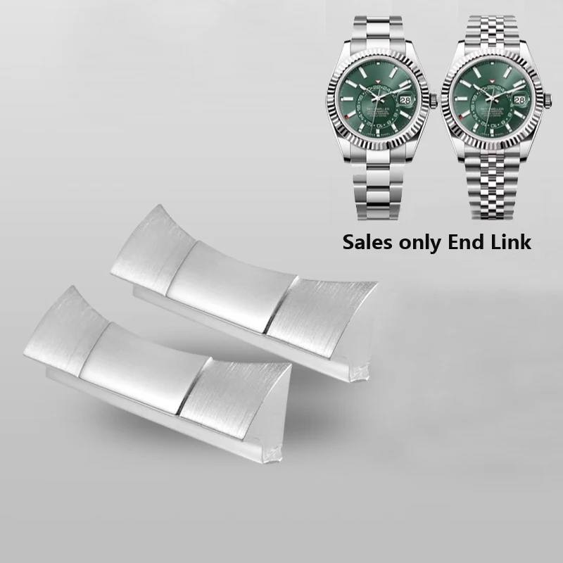 20mm 21mm Solid End Link for Rolex Daytona Submariner Black Green Water Ghost GMT silicone Leather Watch Band Arc Interface