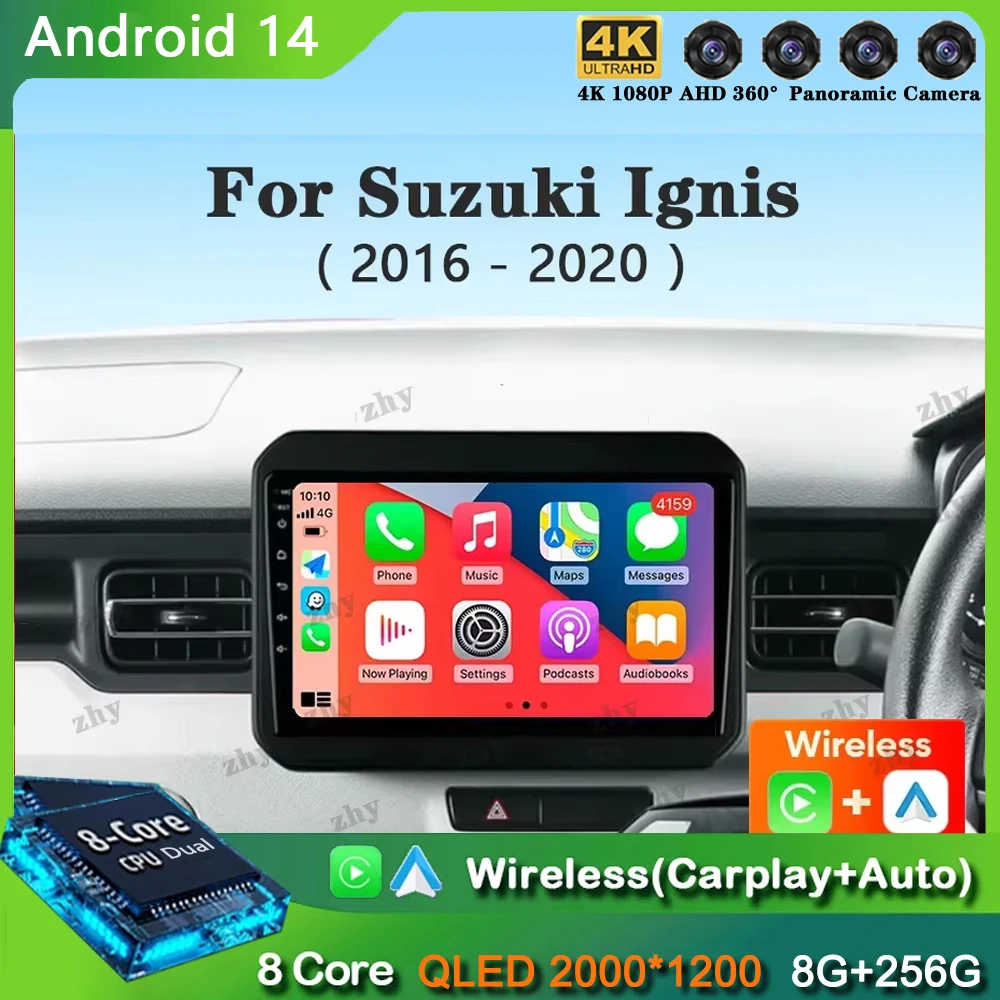 Android 14 для Suzuki Ignis 2016 2017 2018 2019 2020 Автомобильный радиоприемник Стереоприемник IPS Мультимедийный видеоэкран 2 Din 2 Din Авто DVD