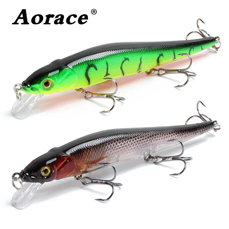 Aorace Minnow Fishing Lure 11.5cm 13.9g Floating Artificial Hard Bait Bass Wobbler Lures Crankbait Pike Treble Hooks Tackle