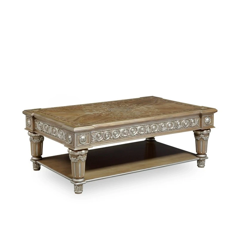 

Windsor Castle, solid wood carving flower living room coffee table, European court gold painting villa model room, coffee table
