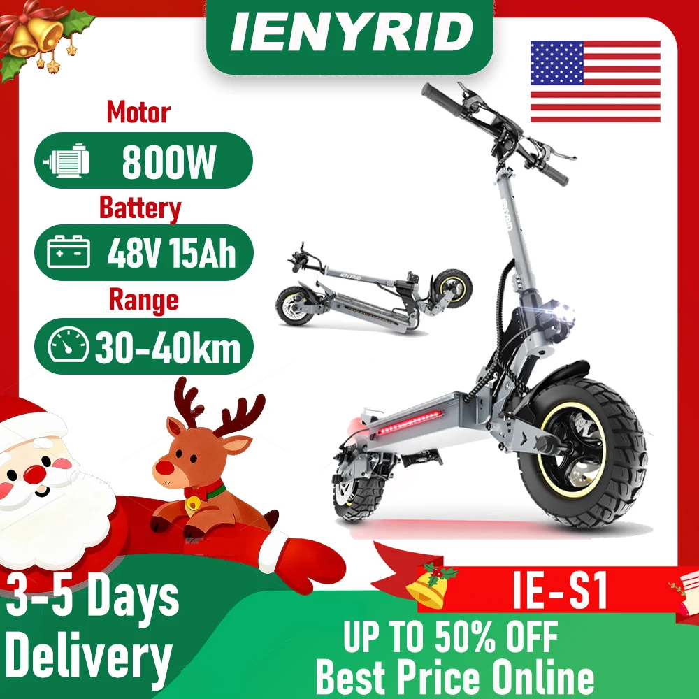 

IENYRID IE-S1 Electric Scooter 800W Motor 48V15AH Lithium Battery E-Scooter 10-inch Off-road Tires Foldable E-Scooters