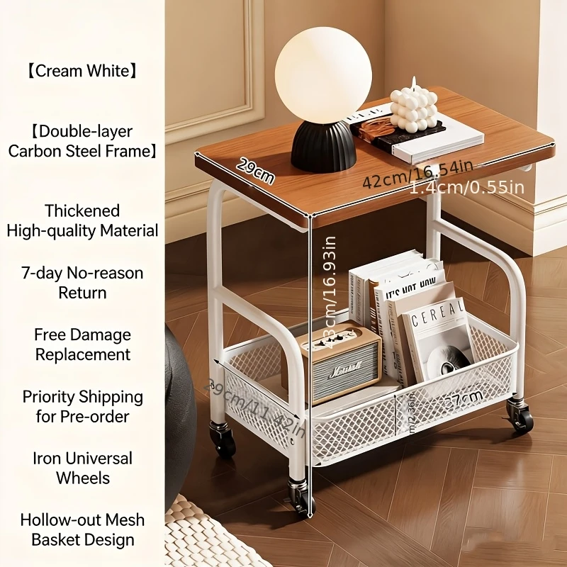 Italian-Style Minimalist Three-Tier Mobile Side Table with Stable, Quiet Swivel Casters—Home Snack Storage Rack,Kitchen