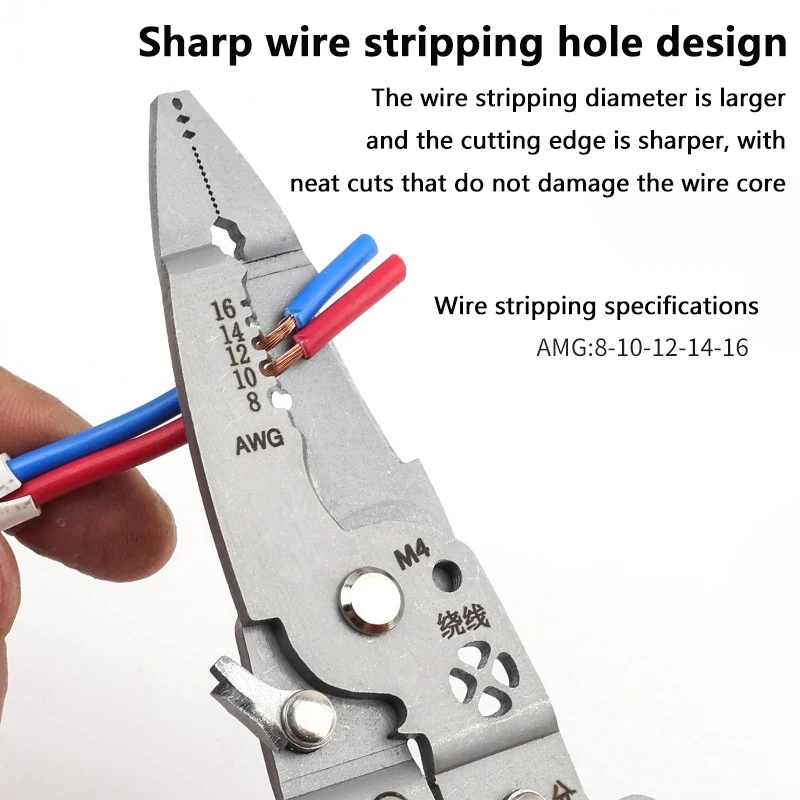 Универсальные плоскогубцы для зачистки проводов 12 в 1, многофункциональные для очистки проводов, резки, разделительных электрических рабочих инструментов