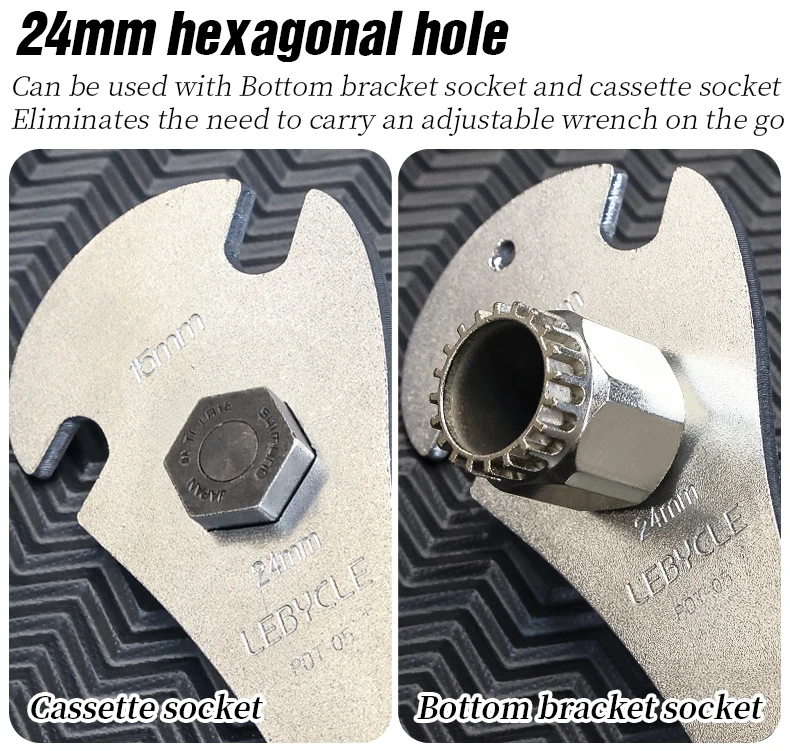 LEBYCLE Fahrradpedalschlüssel, extra langer Griff, robust, langlebig, Fahrradpedalschlüssel, installieren Sie 15 mm Werkzeug, Fahrradzubehör – Detail 7