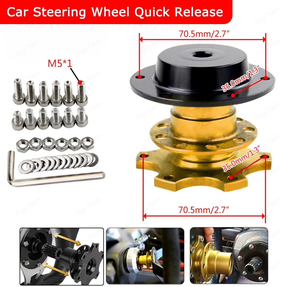 

Universal Car Steering Wheel Remover Quick Release Aluminum Alloy Steering Wheel Quick Disconnector 6 Holes Auto Accessories