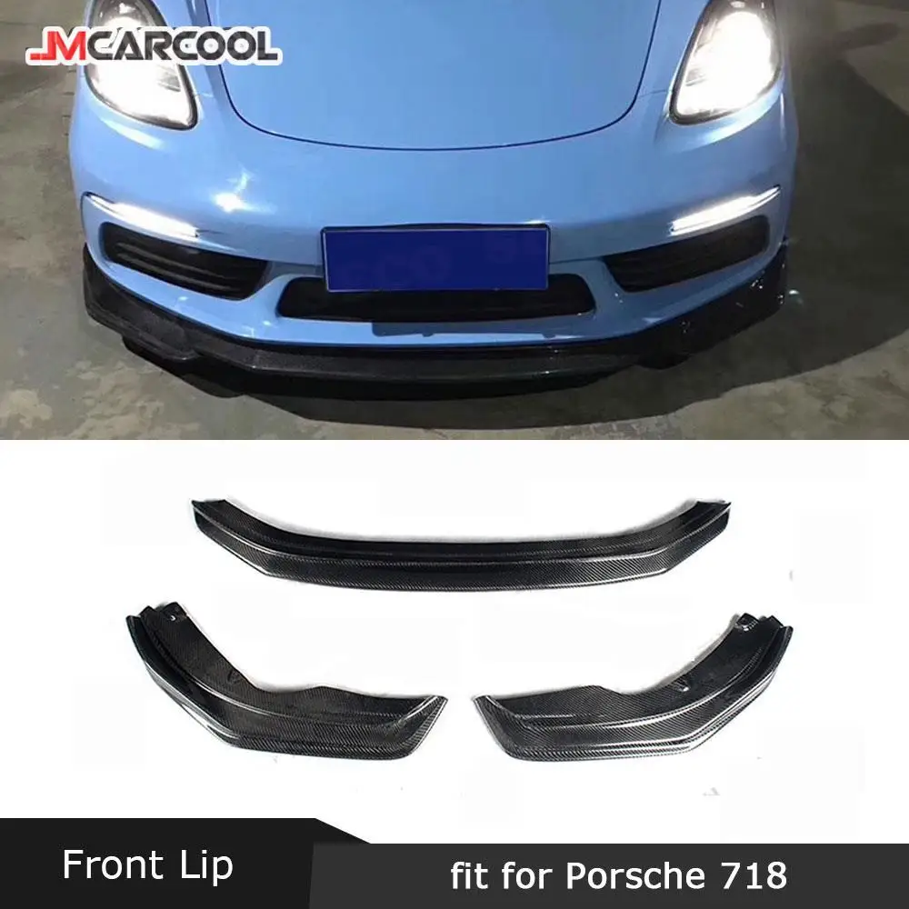

JMCARCOOL подходит для Porsche 718 Cayman Boxster 2016-2019, передние разветвители для губ, спойлер, бампер из углеродного волокна, защита лопаты для подбородка