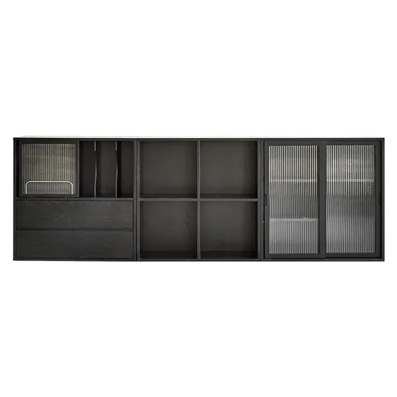 

Simple solid wood dining side cabinet small apartment living room locker storage bookcase module combination cabinet