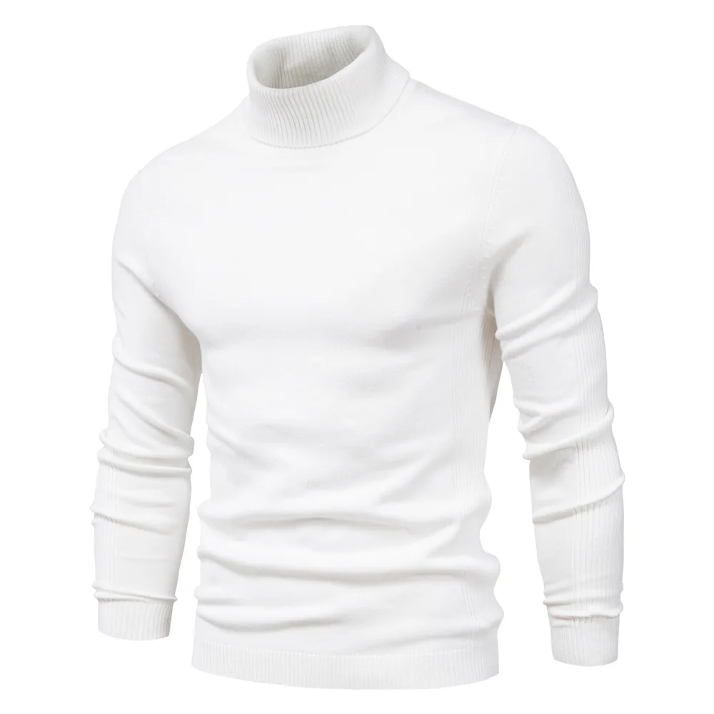 

6XL Autumn New Mens White Pullover Sweater Y2k Fashion Casual Thick Turtleneck Wool Knitted Man Streetwear Knitwear Pull Homme