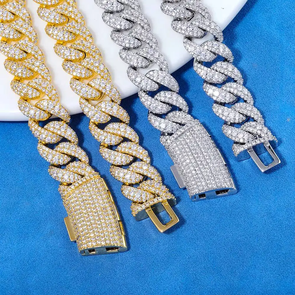 Luxury Hip Hop Jewelry Gift 925 Sterling Silver Moissanite Necklace Iced Out Diamond Personalized Cuban Link Chain Necklace.