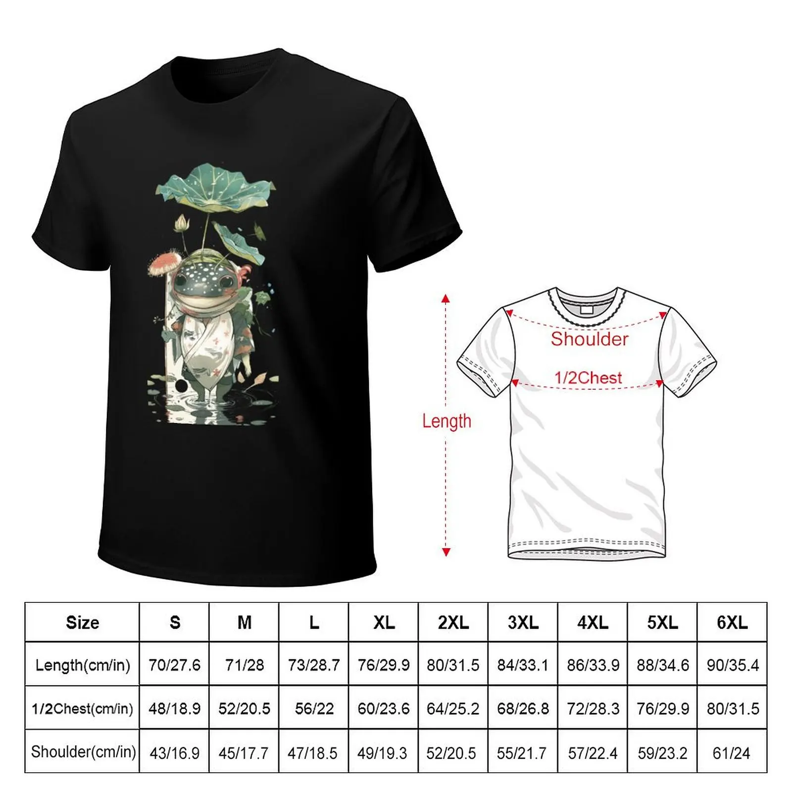 Frog Toad Yokai, Forest Kodama Ukiyo T-Shirt Big and Tall Crew Neck Tee