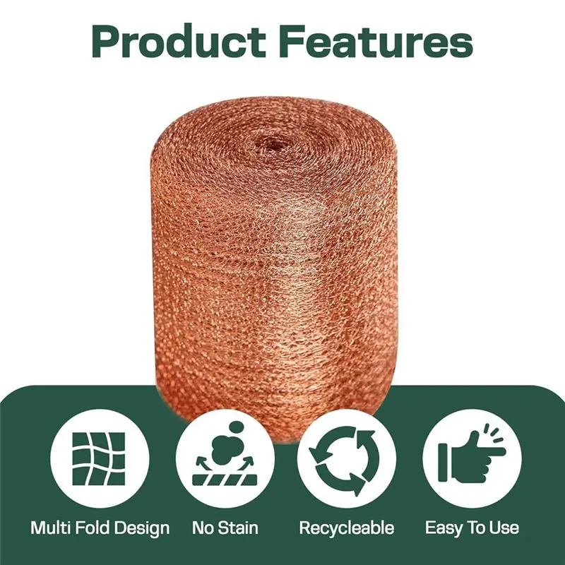 BHBD-Copper Mesh Rodent Control Kit, 5 Inch X 35Ft Rustproof Copper Wool Blend, DIY Hole Filler, Complete Tool For Mice
