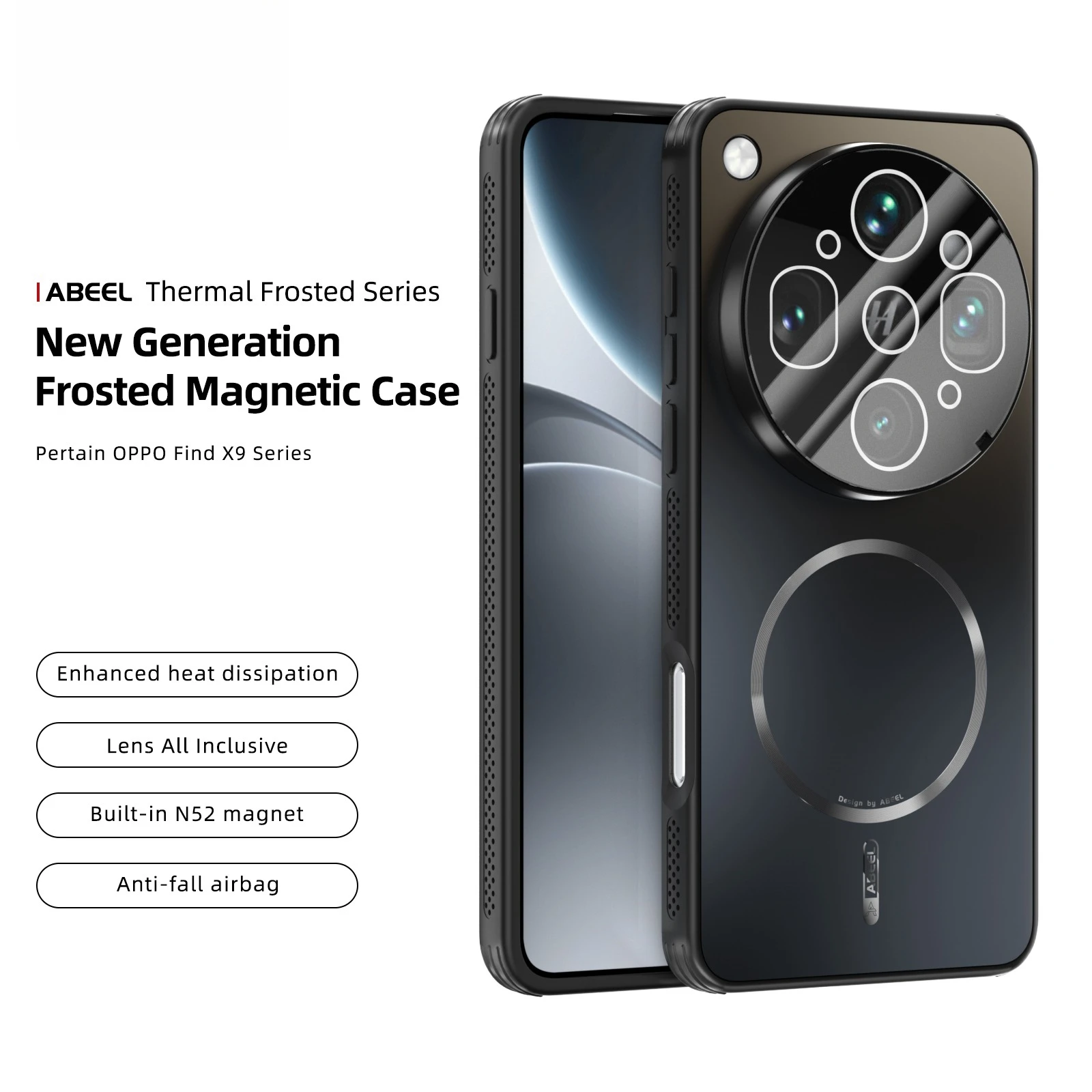 Film de protection d'objectif HD, coque de téléphone anti-chute pour OPPOFindX9Ultra FindX9Pro FindX8S + Reno15ProMax pour Magsafe Charge, coque magnétique