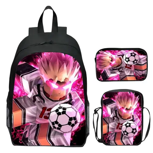 Imagen 2 del producto BLUE LOCK Juego de 3 piezas para estudiantes de primaria, secundaria y secundaria, mochila, bolso de hombro, estuche para lápices