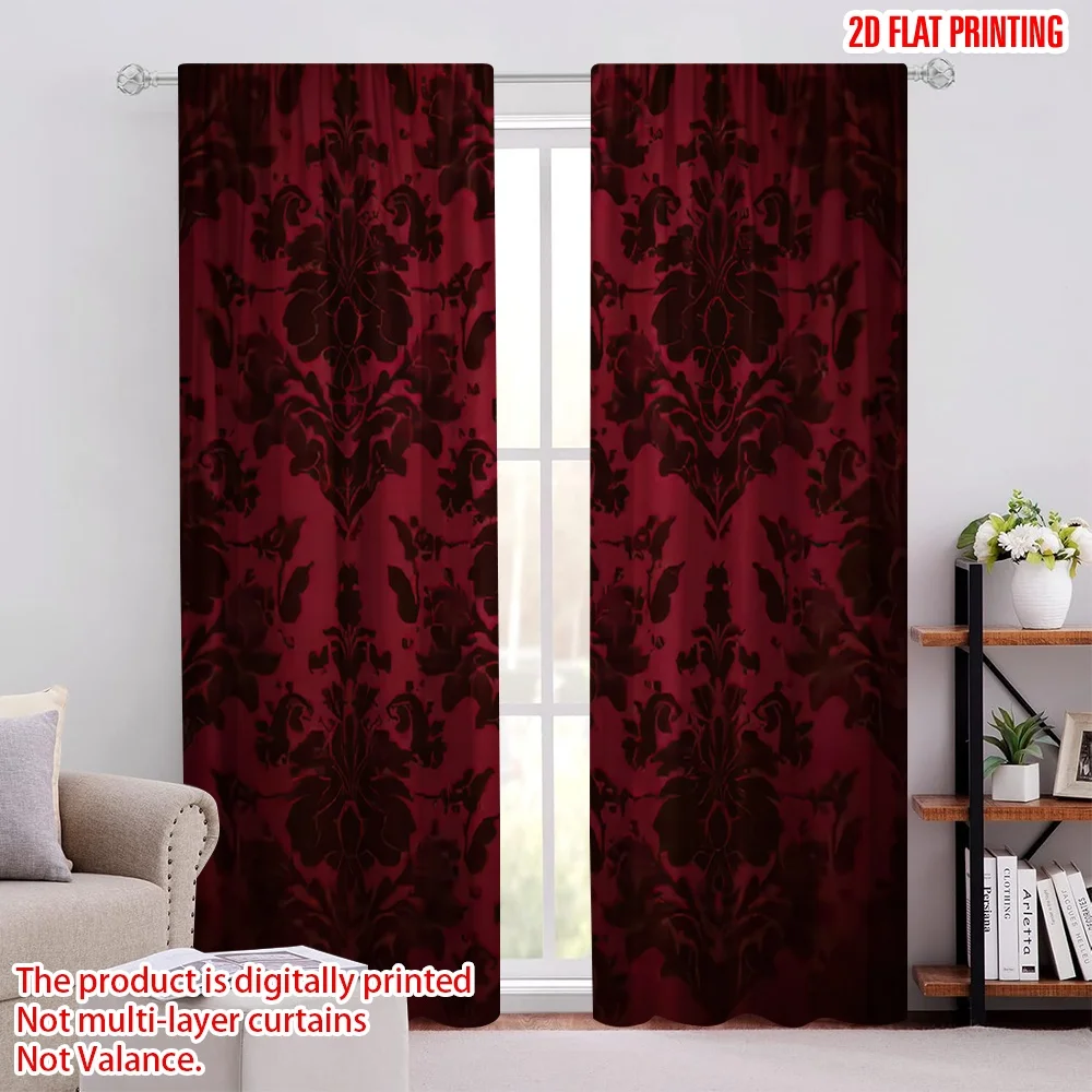 

2pcs Scene Curtain Black & Red 6 Durable 100% Polyester Fabric Without Electricity All Season Party & Holiday Decor for Indoor