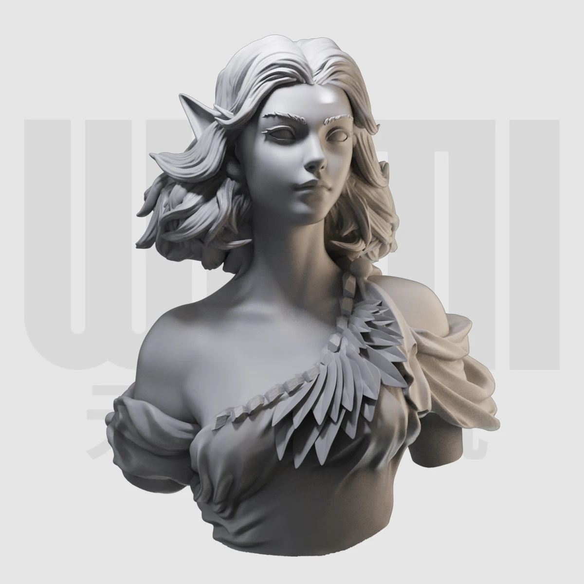 1/16 1/10 Elven Girl Fantasy Bust GK Resin White Mold Figurine Model 3D Printing Unassembled Unpainted Self-assembly Craft