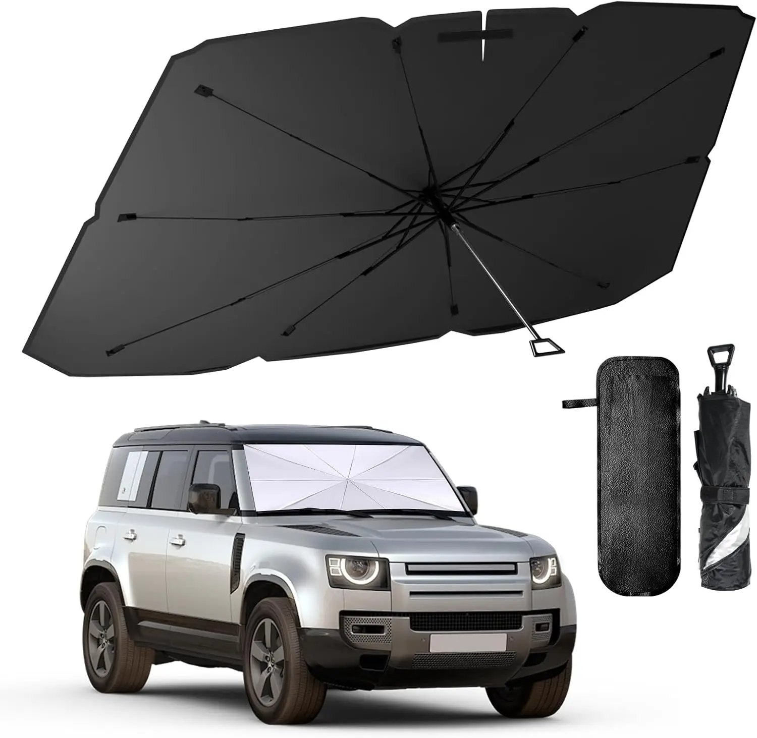 

2025 UPGRADE Foldable Car Windshield Sun Shade Umbrella,360° Rotating Sunshade for Car Windshield Front Window Reflective Heat A