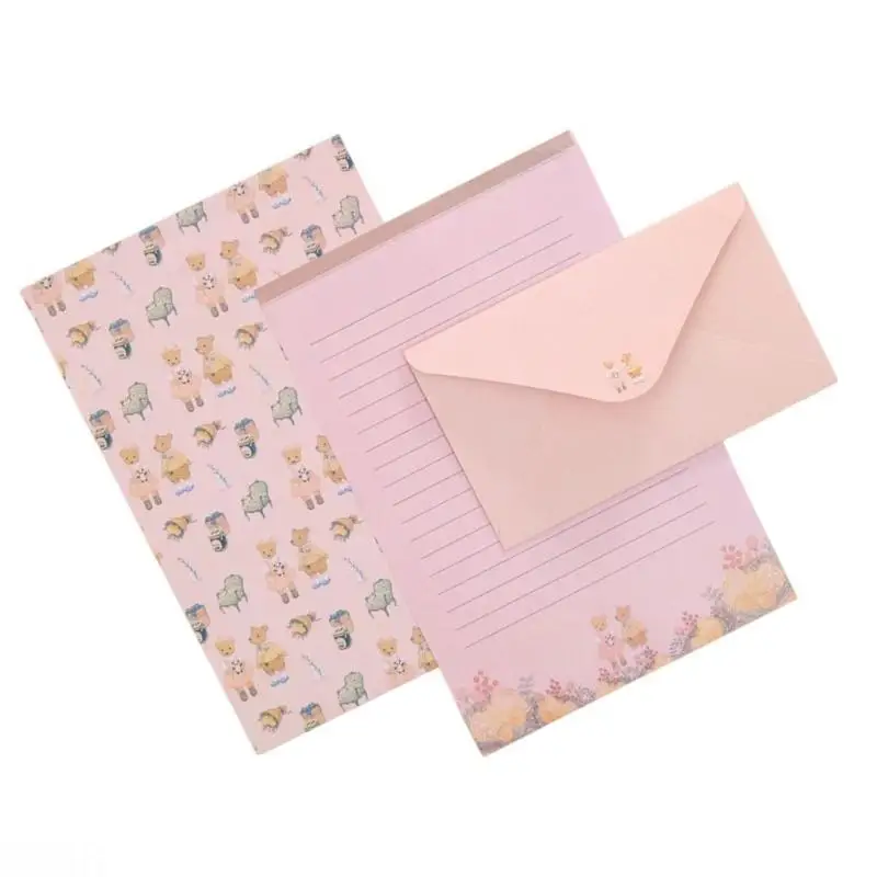D08B Correspondence Envelope Set with Delicate Flower Pattern and Wildlife Artwork