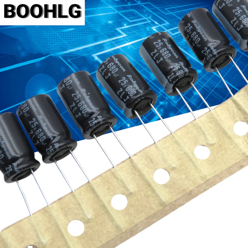 RubyCON-capacitor eletrolítico, 680uf, 25v, 10 peças