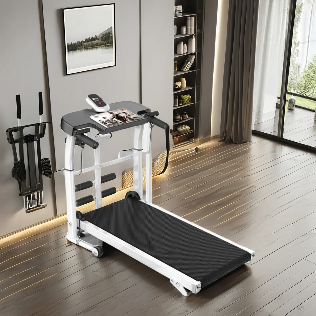 جهاز مشي مسطح داخلي للتمرين في صالة الألعاب الرياضية للاستخدام المنزلي 150 كجم جهاز سير رياضي ميكانيكي قابل للطي