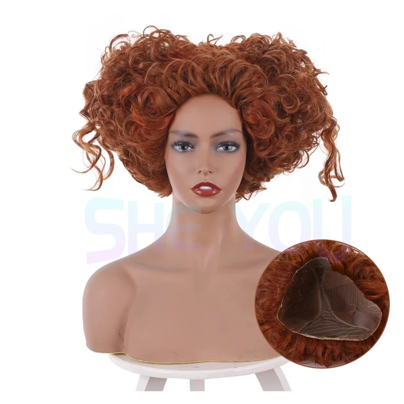 

Hocus Pocus 2 Cosplay Winifred Sanderson Wig Heart-shaped Orange Curly HairHalloween Carnival Wig Cos Props