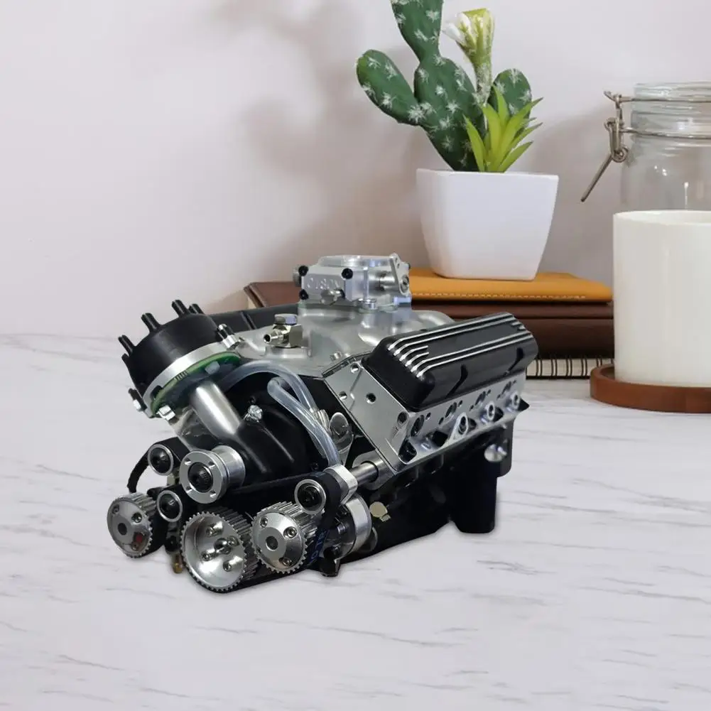 Garage Display Piece Resin V8 Engine Model Statue for Car Enthusiasts Small-block Engine Figurine Collectible Gift for Adults