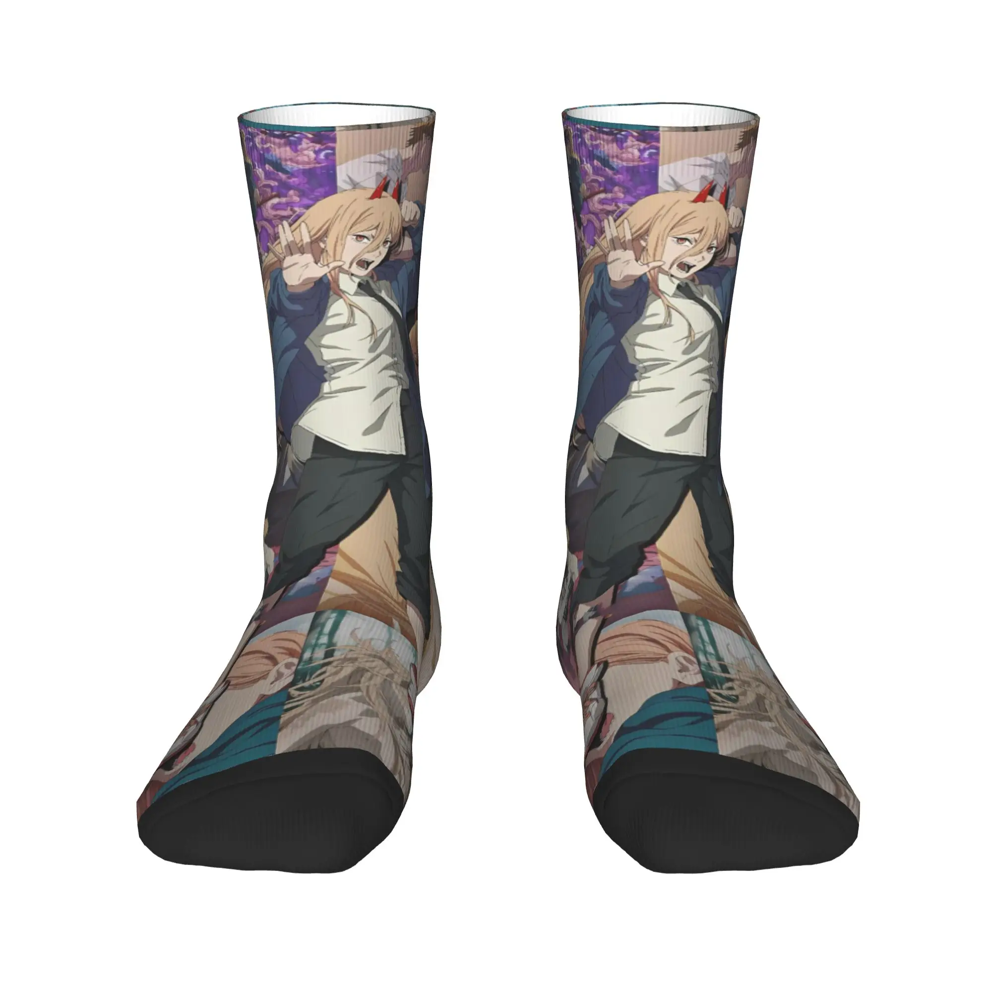 Adults Men Socks Power dynamic anime Chainsaws Mans Stockings Winter Vintage Warm Soft Socks Design Cycling Non Slip Socks