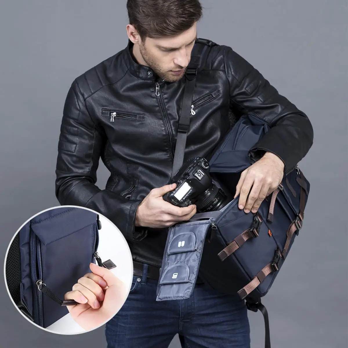 K & F Concept-mochila de 20L para cámara, bolsa de fotografía impermeable para cámara DSLR, trípode para ordenador portátil de 15,6 ", mochila para exteriores para hombres y mujeres