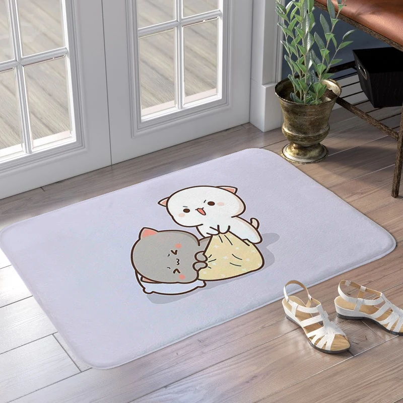 Room Floor Carpet D-Peach Mochi Cat Kitchen Bedroom Rug Hallway Waterproof Bathroom Mat Slip-resistant Doormat Entrance Door