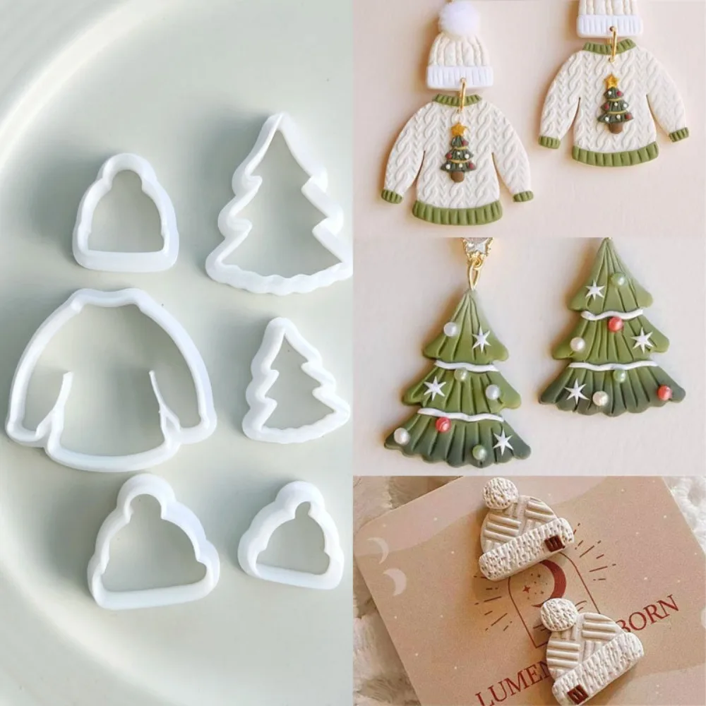 

Clay Cutters Christmas Tree Hat Sweater Elements Collection Cutting Mold DIY Jewelry keychain Charm Soft Ceramic Pottery Tool